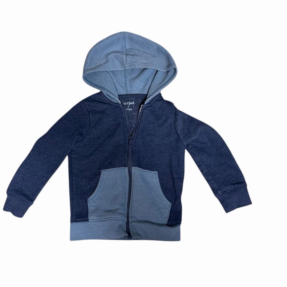 Cat & Jack Boys' Blue Fleece Zip Hoodie Sweatshirt Size 3T - Picture 2 of 5